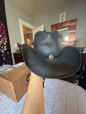 Shady Brady Black Straw Western Cowboy Hat with Concho Band XL